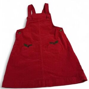 Isaac Mizrahi Corduroy Jumper Kids Red Good Apple Pockets Pinafore Dress